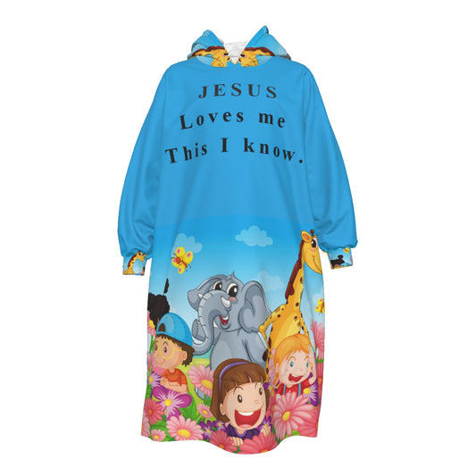 All-Over Print Kid's Sherpa Fleece Mid-Length Hoodie Blanket
