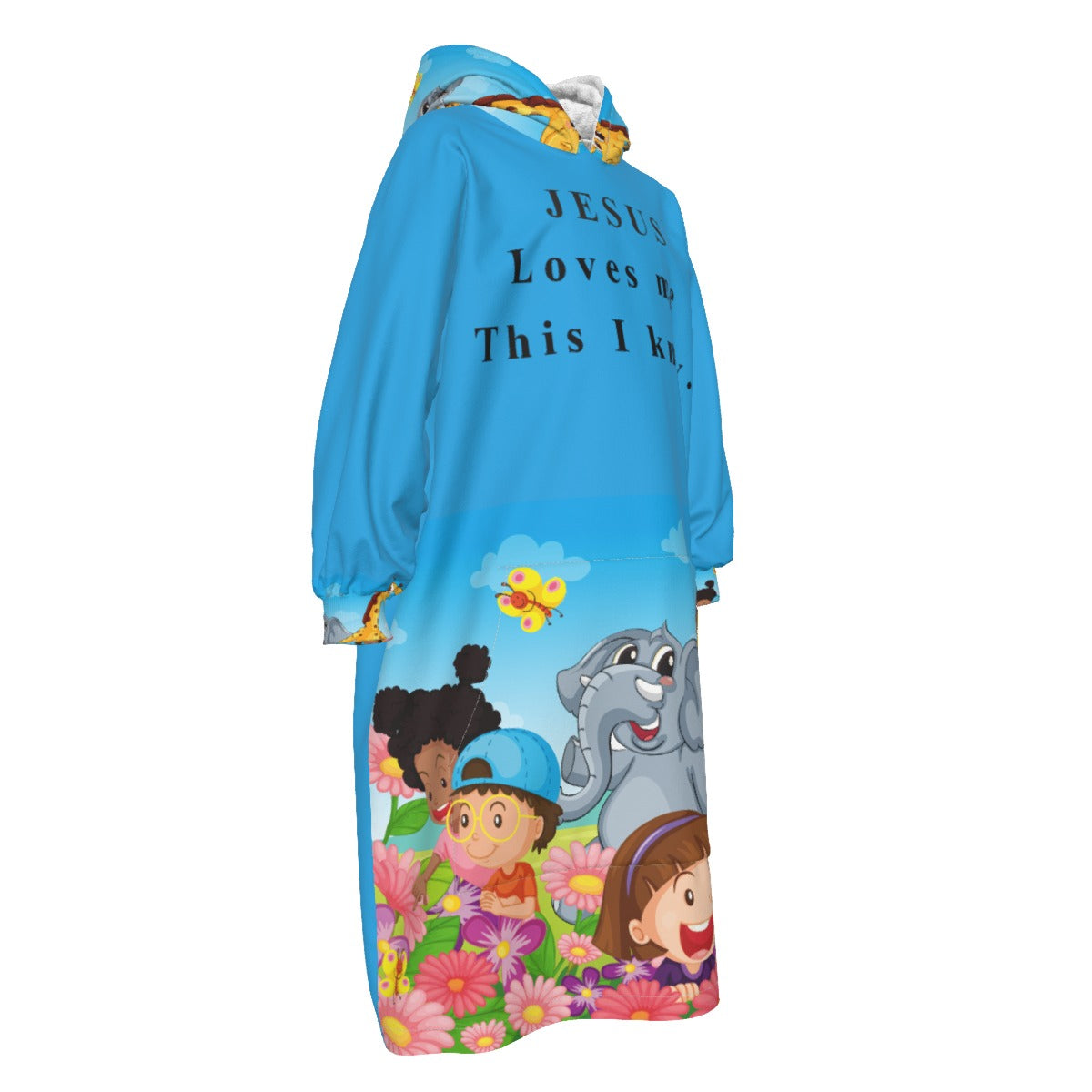 All-Over Print Kid's Sherpa Fleece Mid-Length Hoodie Blanket