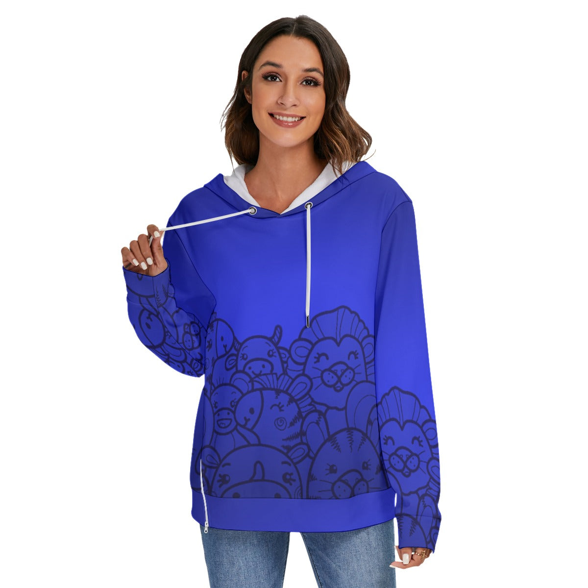 All-Over Print Women's Heavy Fleece Zip-on-the-Side Hoodie