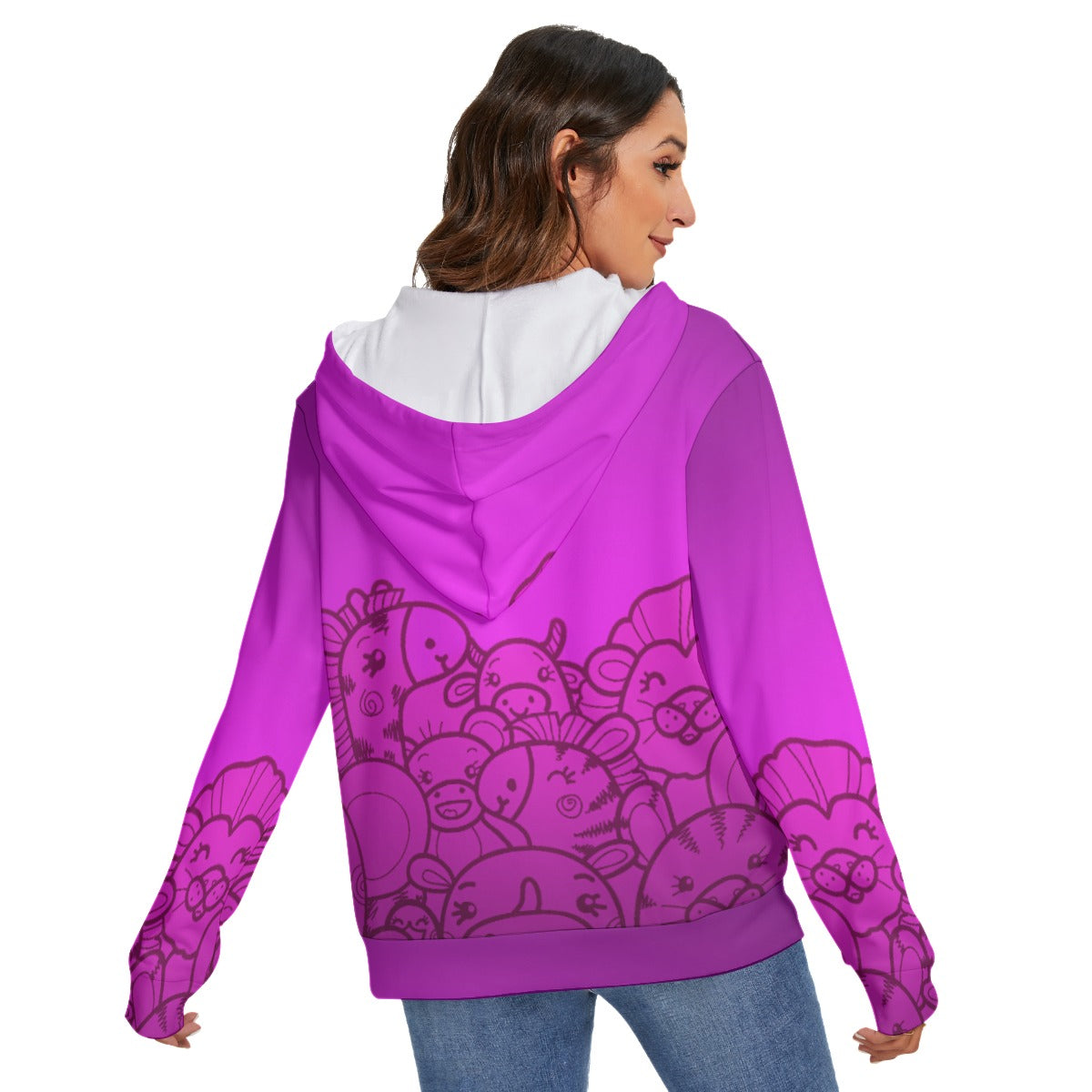 All-Over Print Women's Heavy Fleece Zip-on-the-Side Hoodie