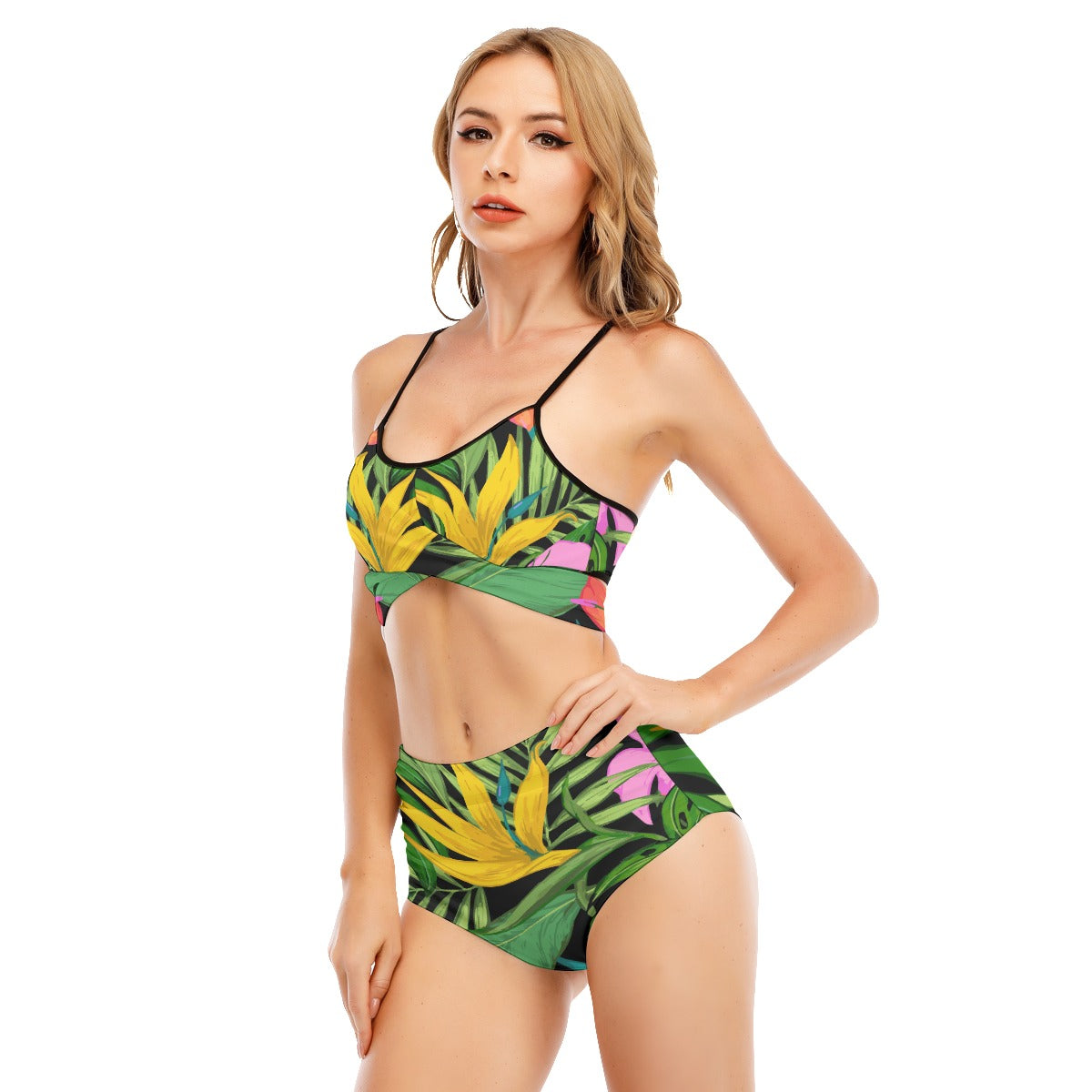 All-Over Print Women's Bikini Swimsuit With Cross Straps