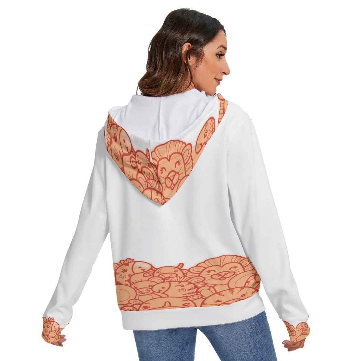 All-Over Print Women's Heavy Fleece Zip-on-the-Side Hoodie