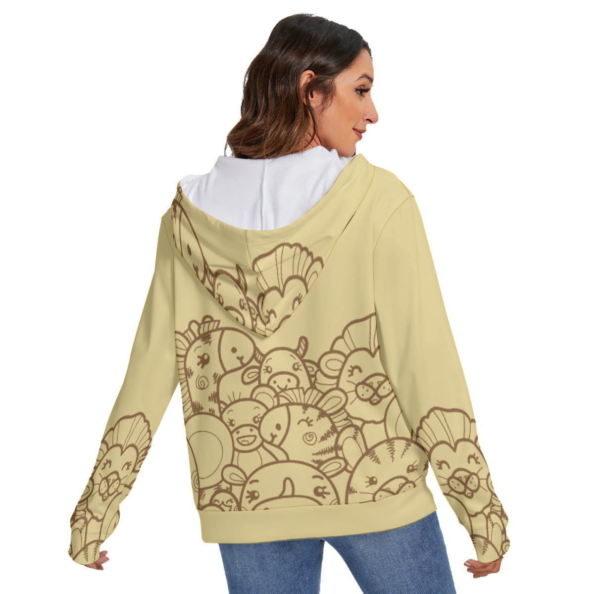 All-Over Print Women's Heavy Fleece Zip-on-the-Side Hoodie