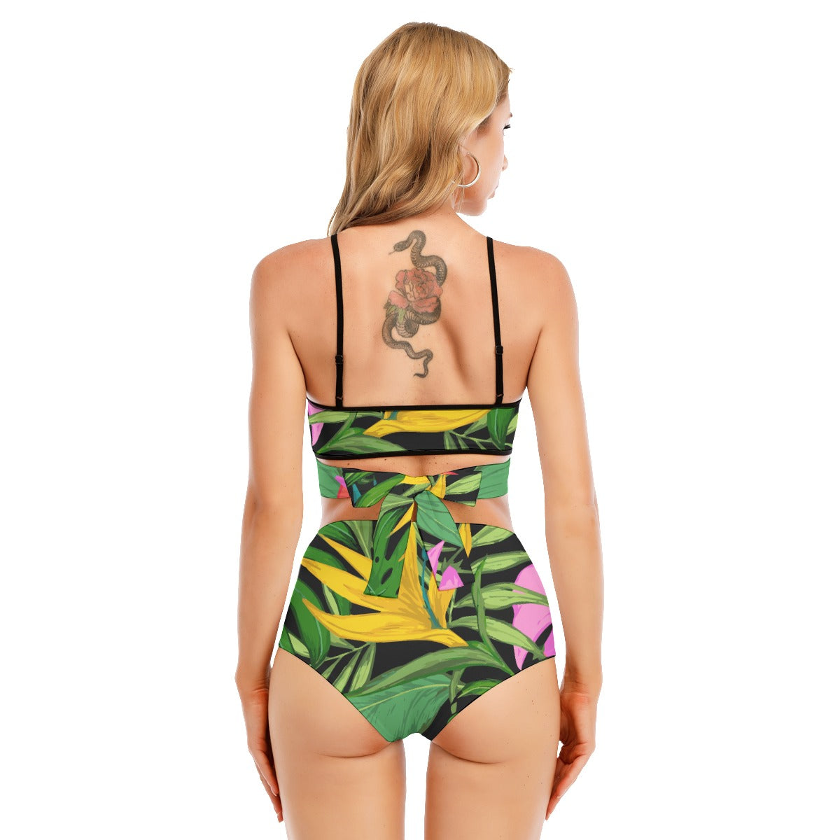 All-Over Print Women's Bikini Swimsuit With Cross Straps