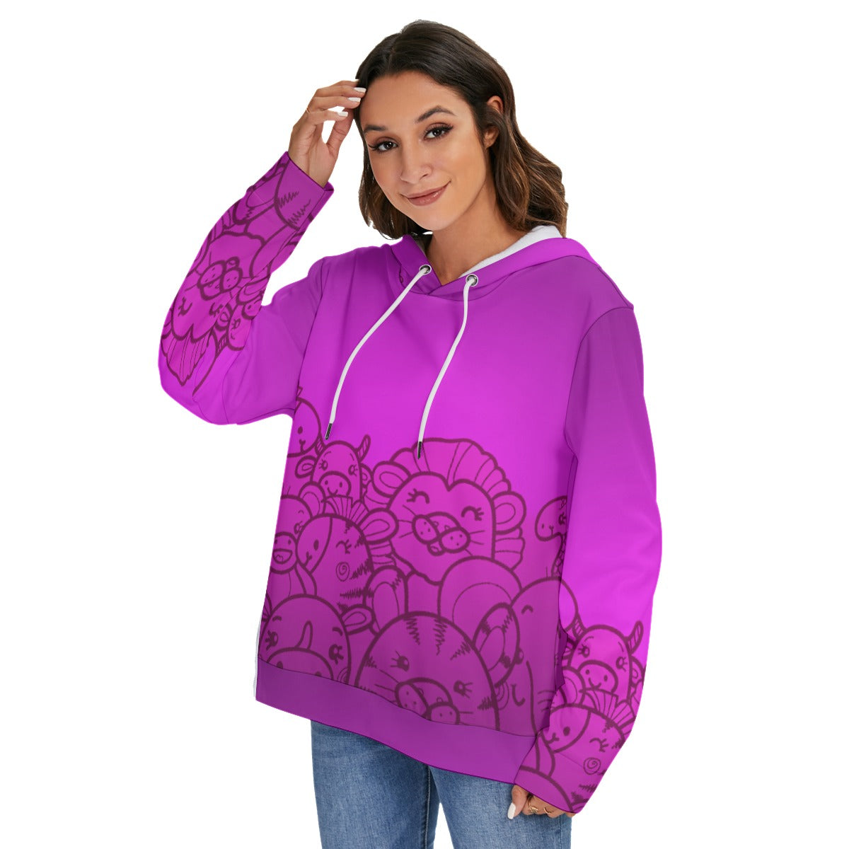 All-Over Print Women's Heavy Fleece Zip-on-the-Side Hoodie