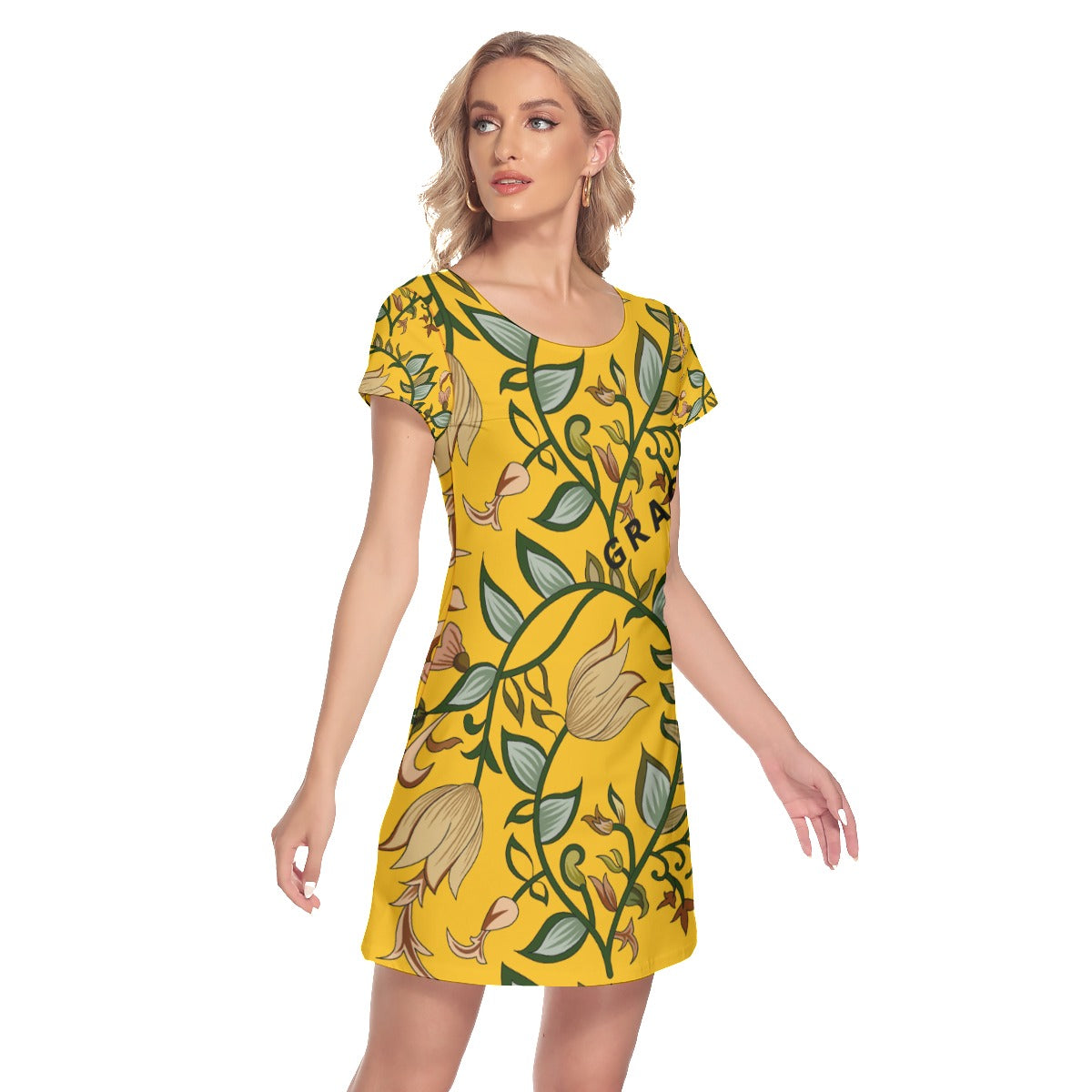 All-Over Print Women's Short Sleeve O-neck Dress