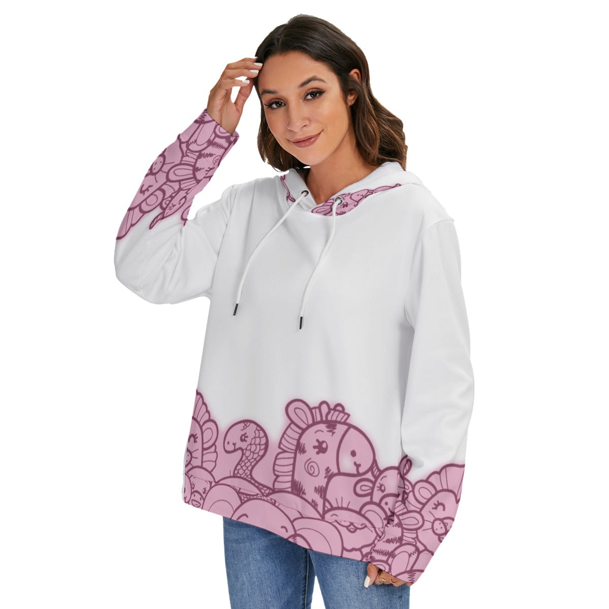 All-Over Print Women's Heavy Fleece Zip-on-the-Side Hoodie