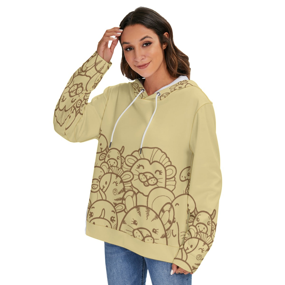 All-Over Print Women's Heavy Fleece Zip-on-the-Side Hoodie