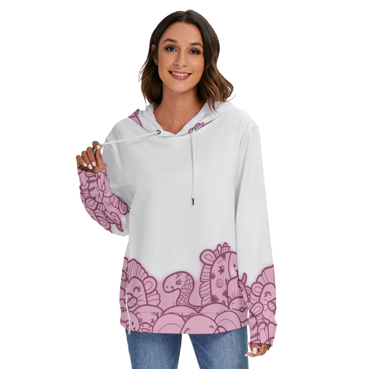 All-Over Print Women's Heavy Fleece Zip-on-the-Side Hoodie