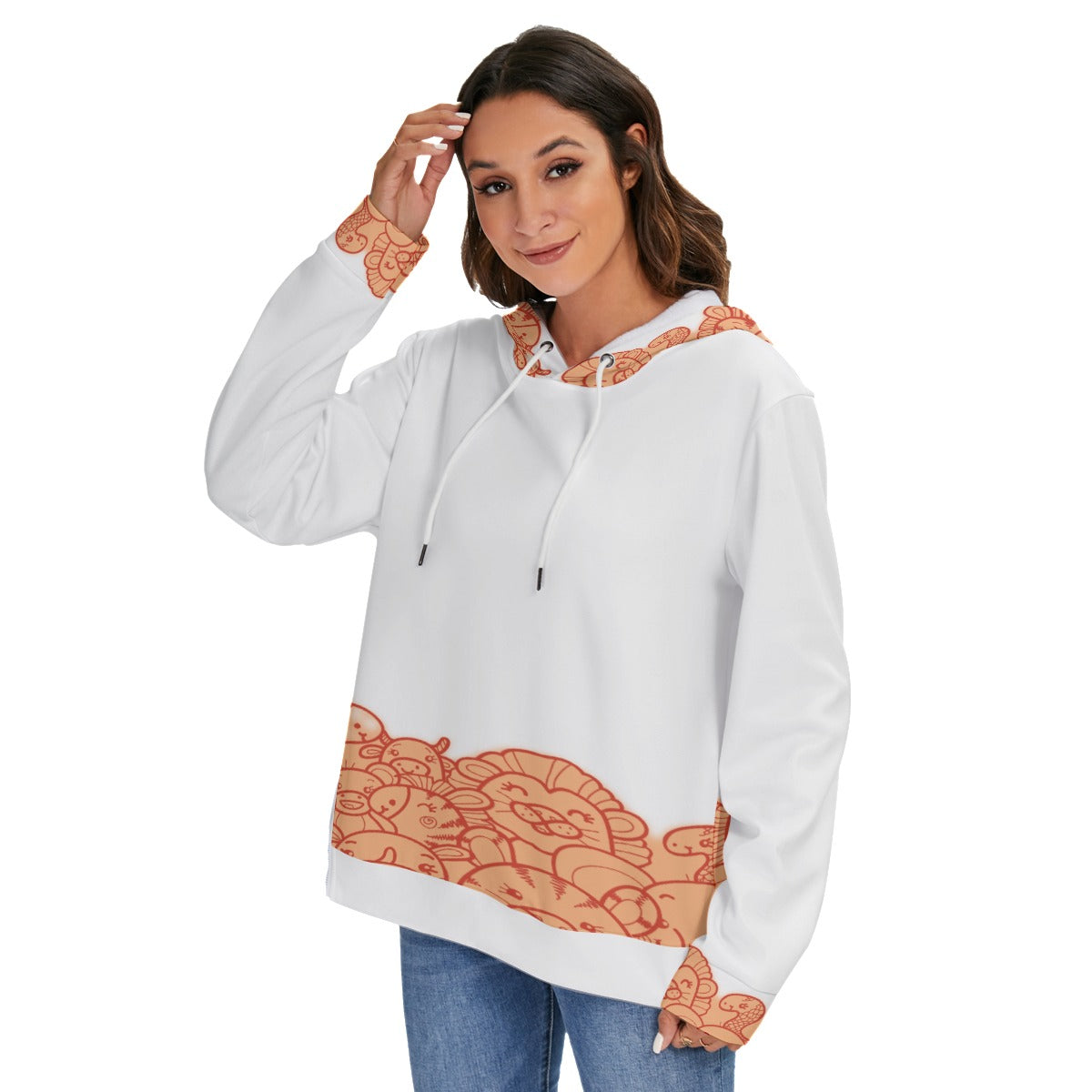 All-Over Print Women's Heavy Fleece Zip-on-the-Side Hoodie