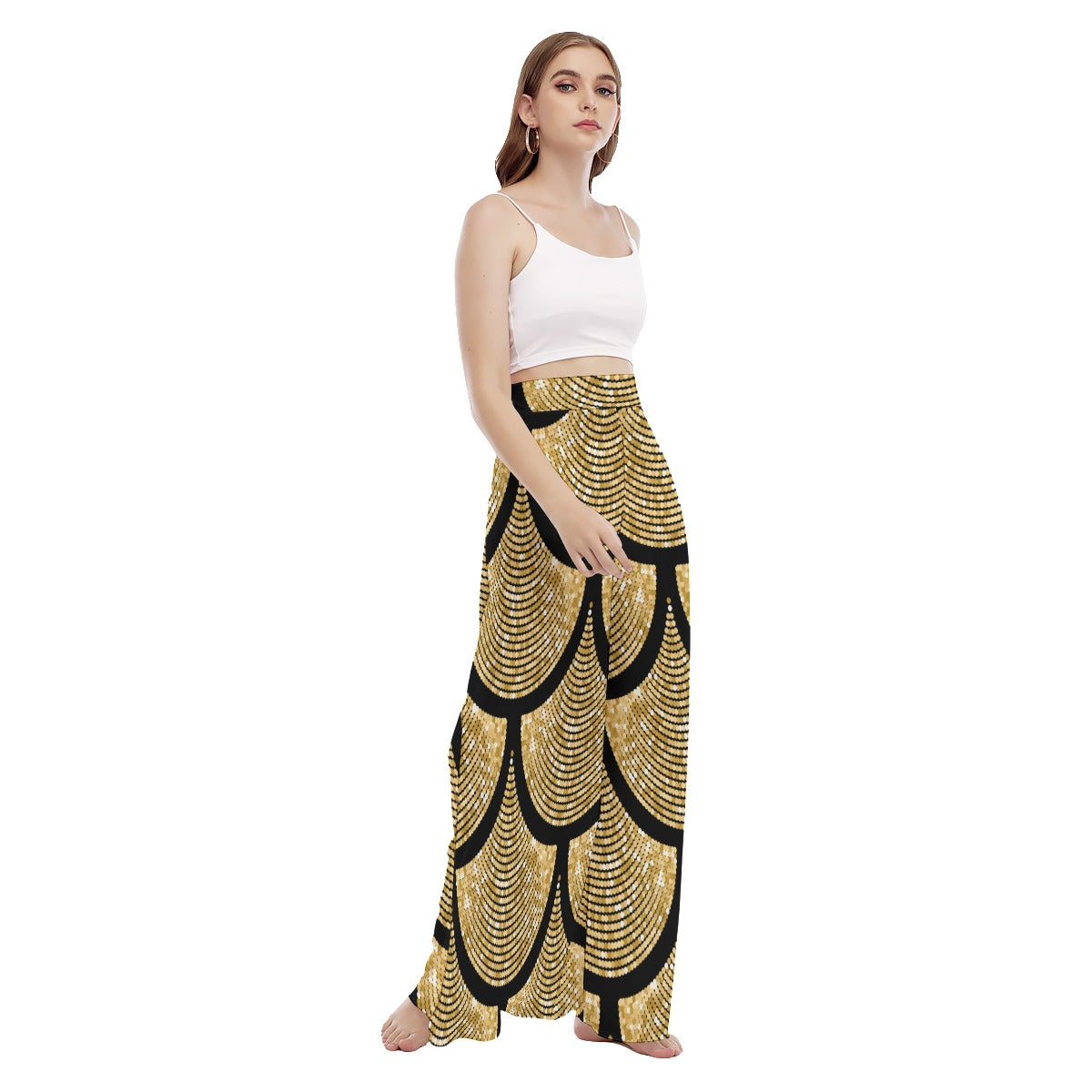 All-Over Print Women's High Waist Wide Leg Trousers