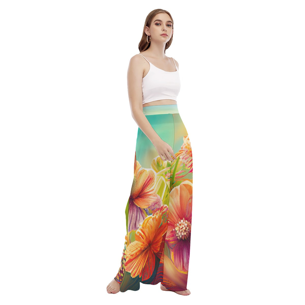 All-Over Print Women's High Waist Wide Leg Trousers