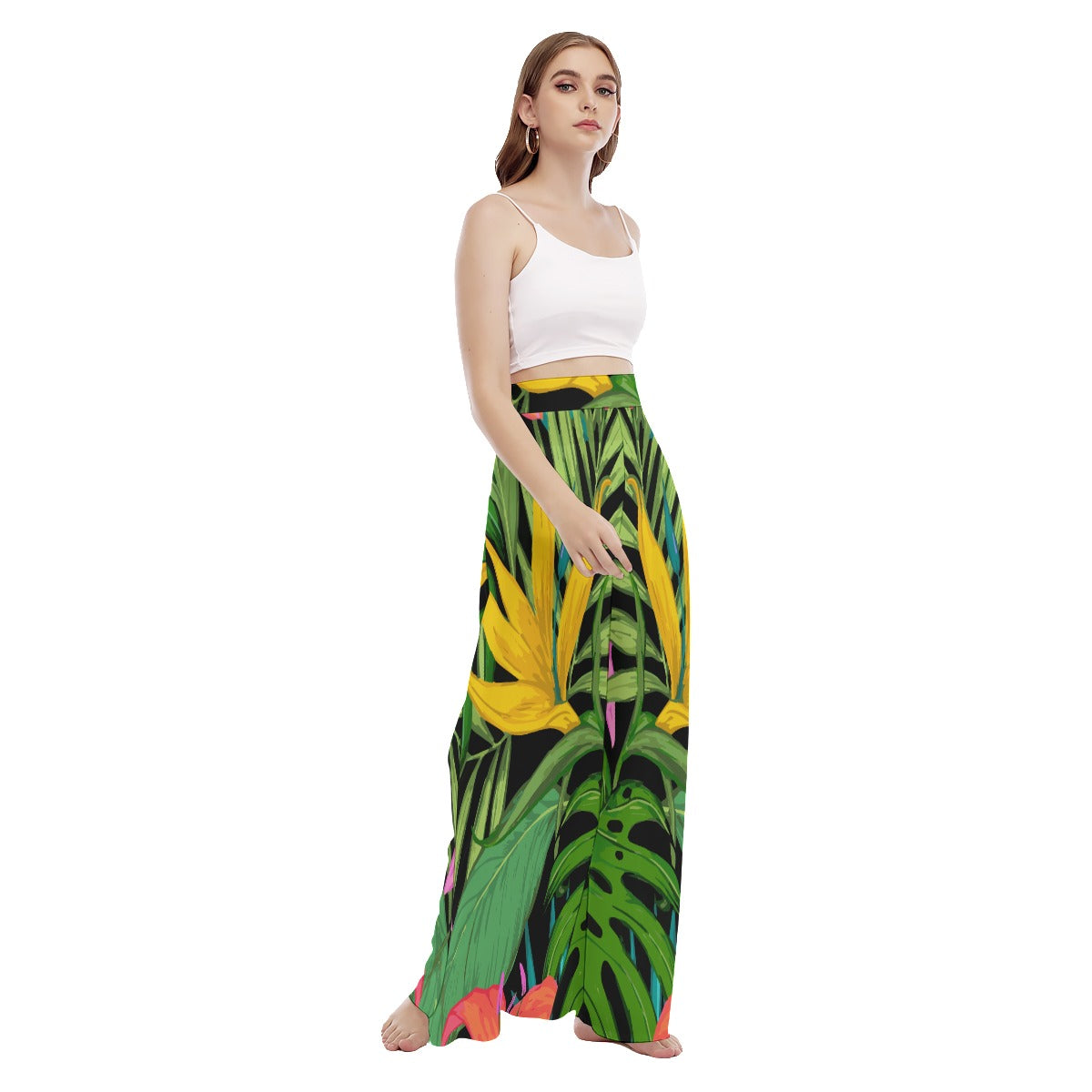 All-Over Print Women's High Waist Wide Leg Trousers