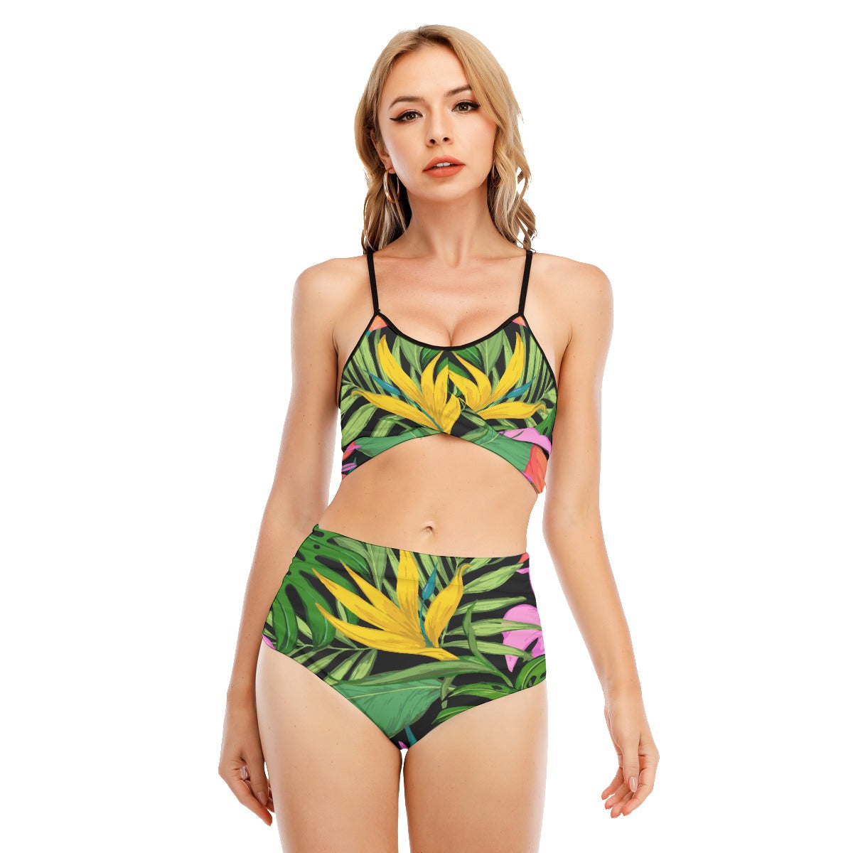 All-Over Print Women's Bikini Swimsuit With Cross Straps