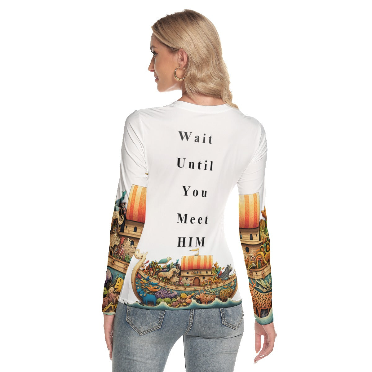 All-Over Print Women's V-Neck Long Sleeves T-Shirt