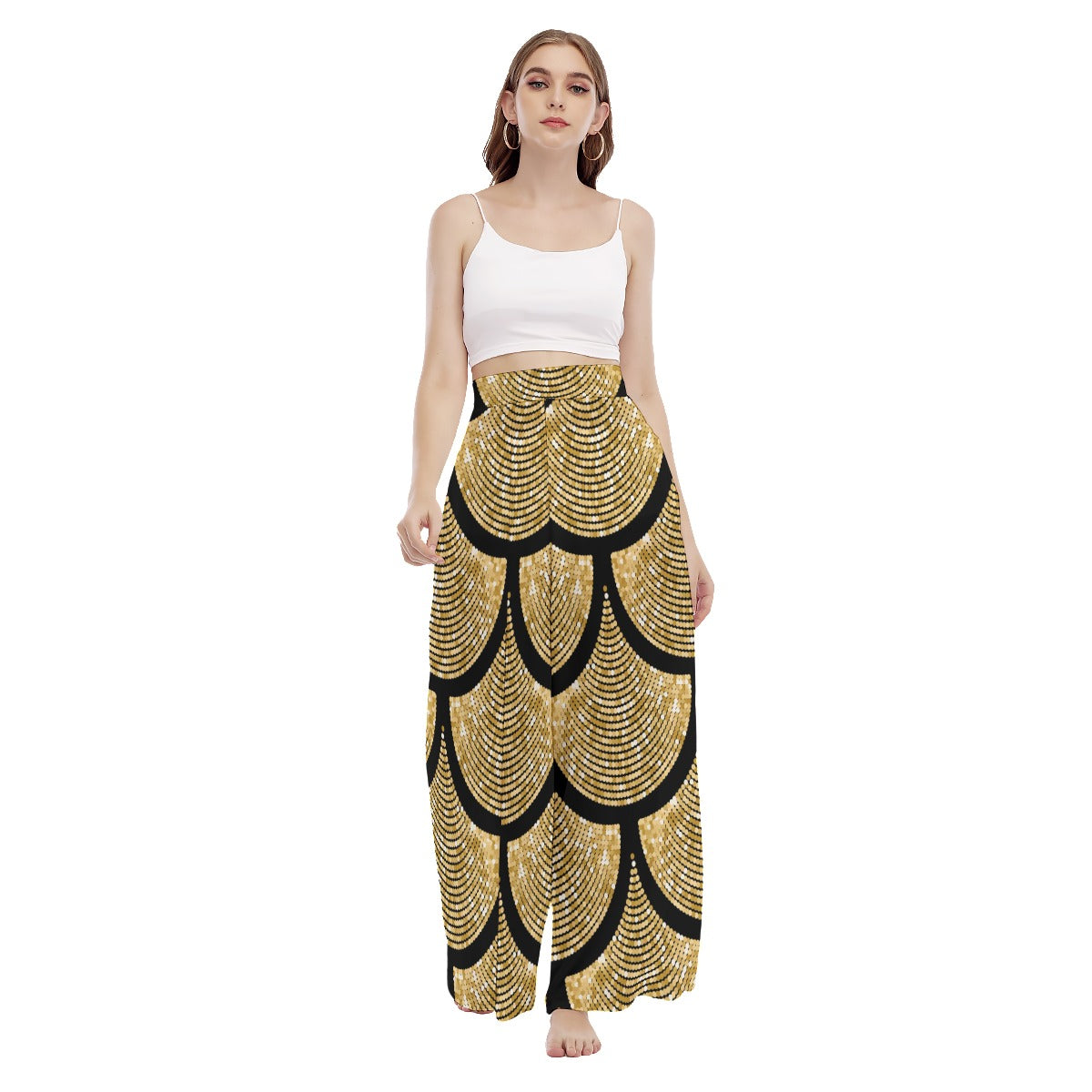 All-Over Print Women's High Waist Wide Leg Trousers