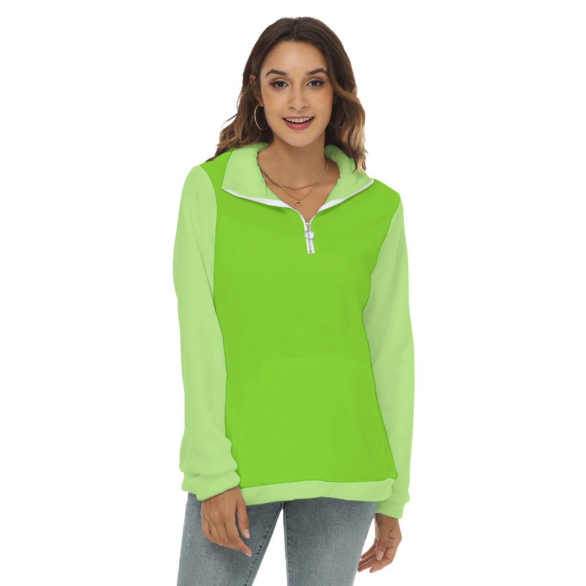 All-Over Print Women's Borg Fleece Sweatshirt With Half Zip