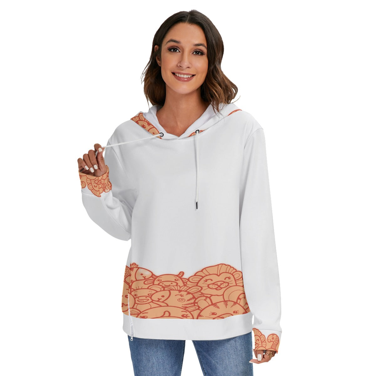 All-Over Print Women's Heavy Fleece Zip-on-the-Side Hoodie