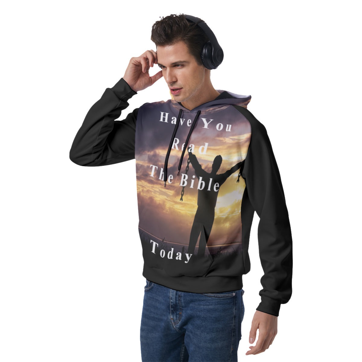 All-Over Print Men's Raglan Pullover Hoodie