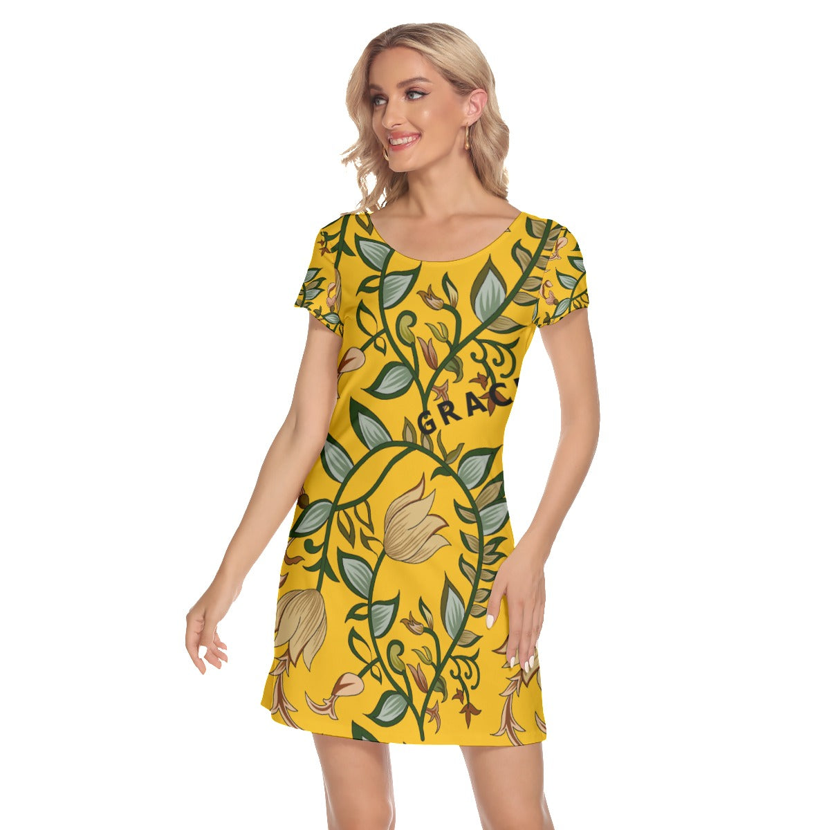 All-Over Print Women's Short Sleeve O-neck Dress