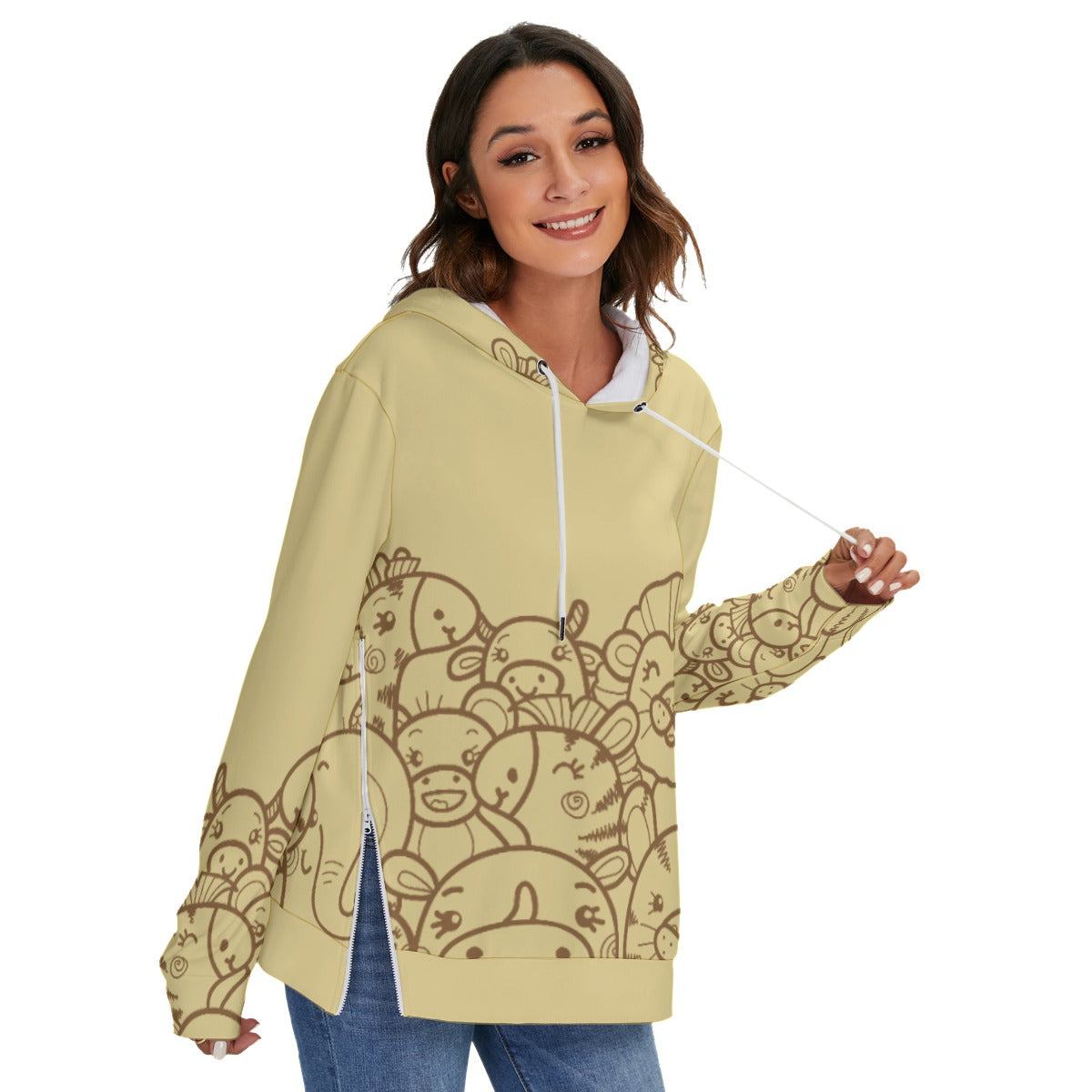 All-Over Print Women's Heavy Fleece Zip-on-the-Side Hoodie