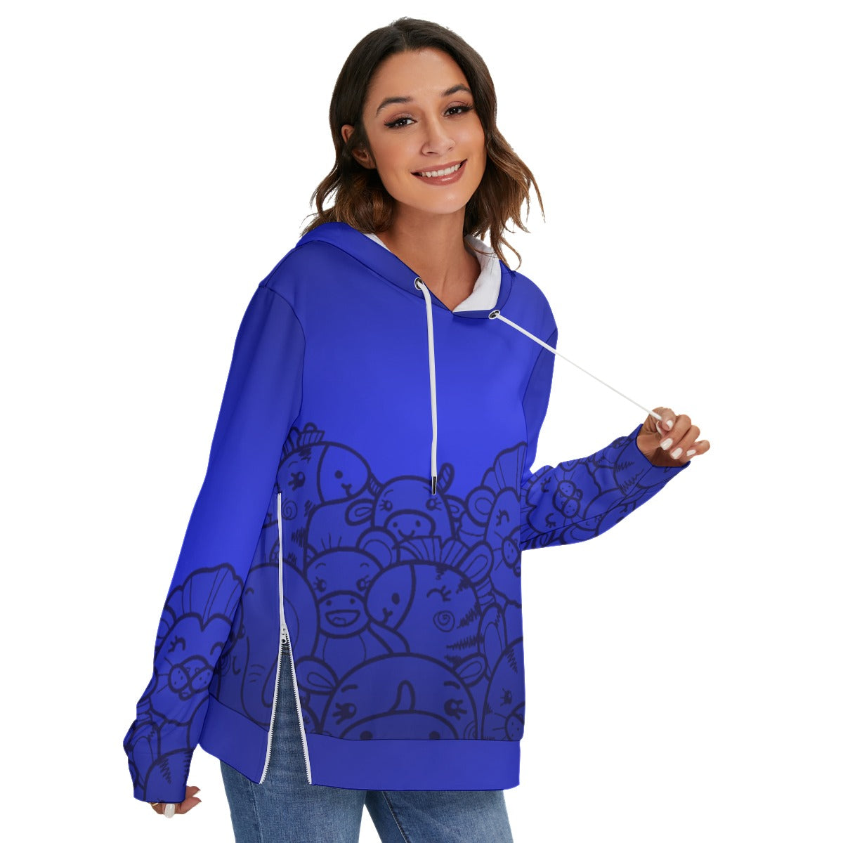 All-Over Print Women's Heavy Fleece Zip-on-the-Side Hoodie