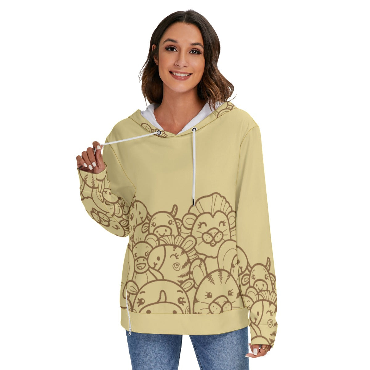 All-Over Print Women's Heavy Fleece Zip-on-the-Side Hoodie