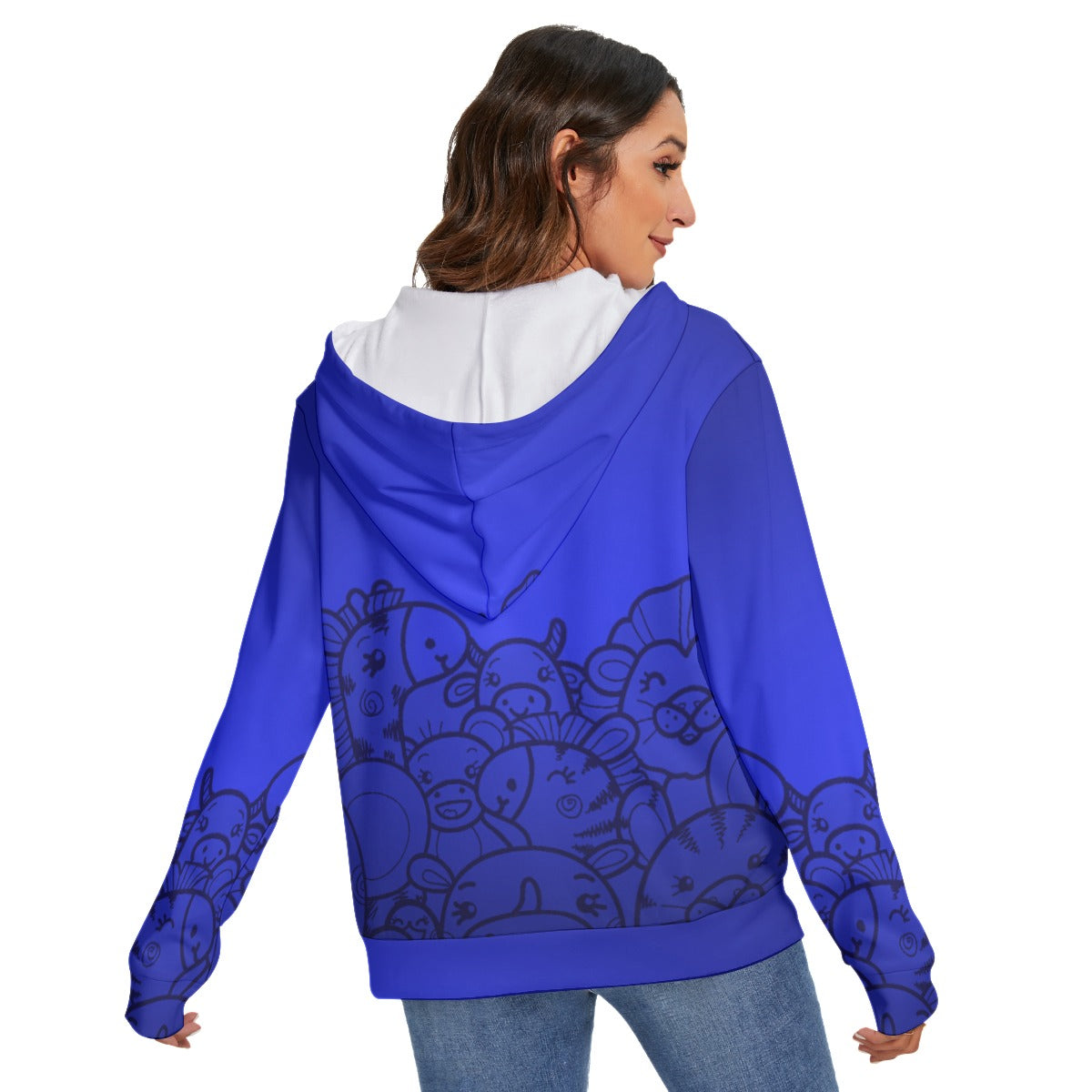 All-Over Print Women's Heavy Fleece Zip-on-the-Side Hoodie