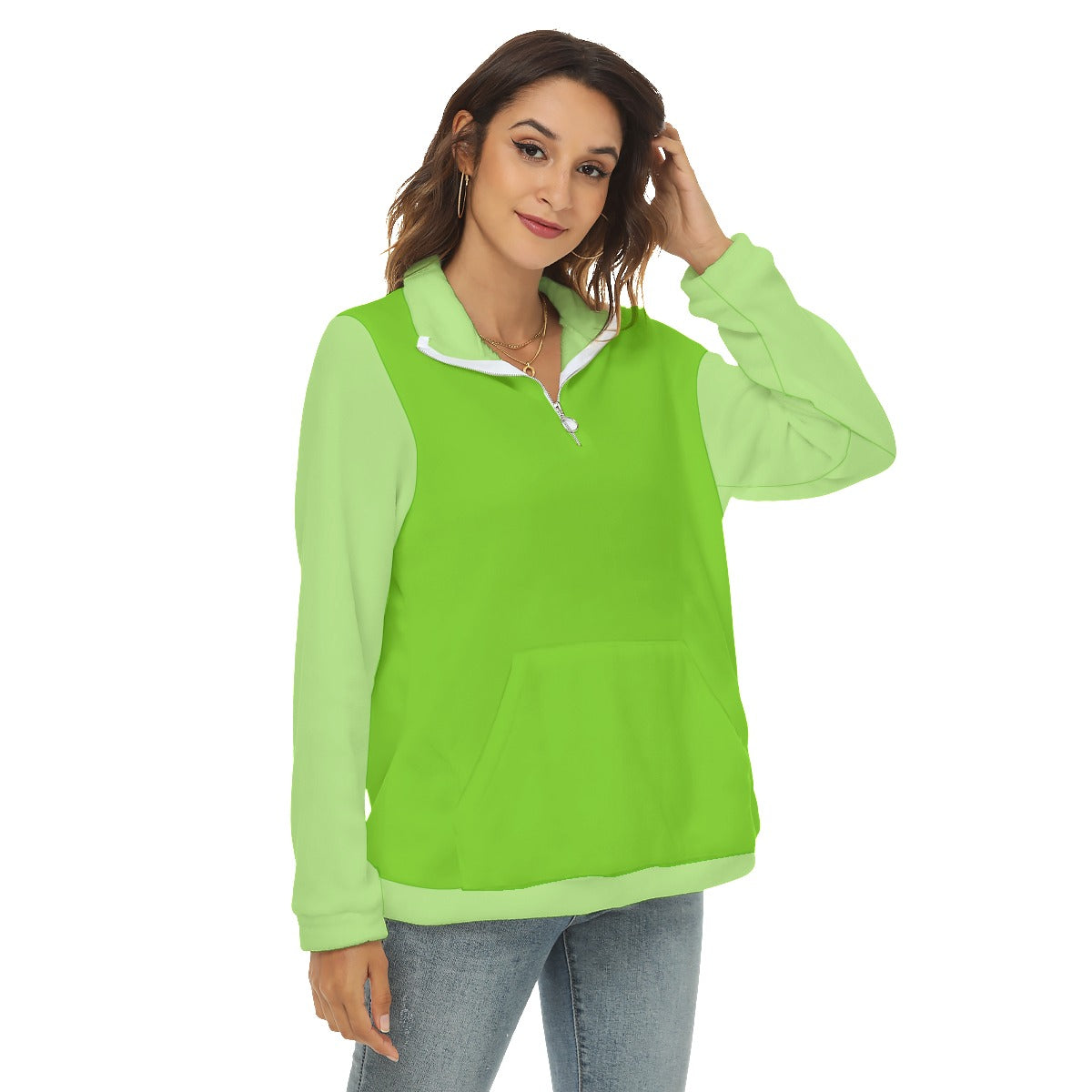 All-Over Print Women's Borg Fleece Sweatshirt With Half Zip