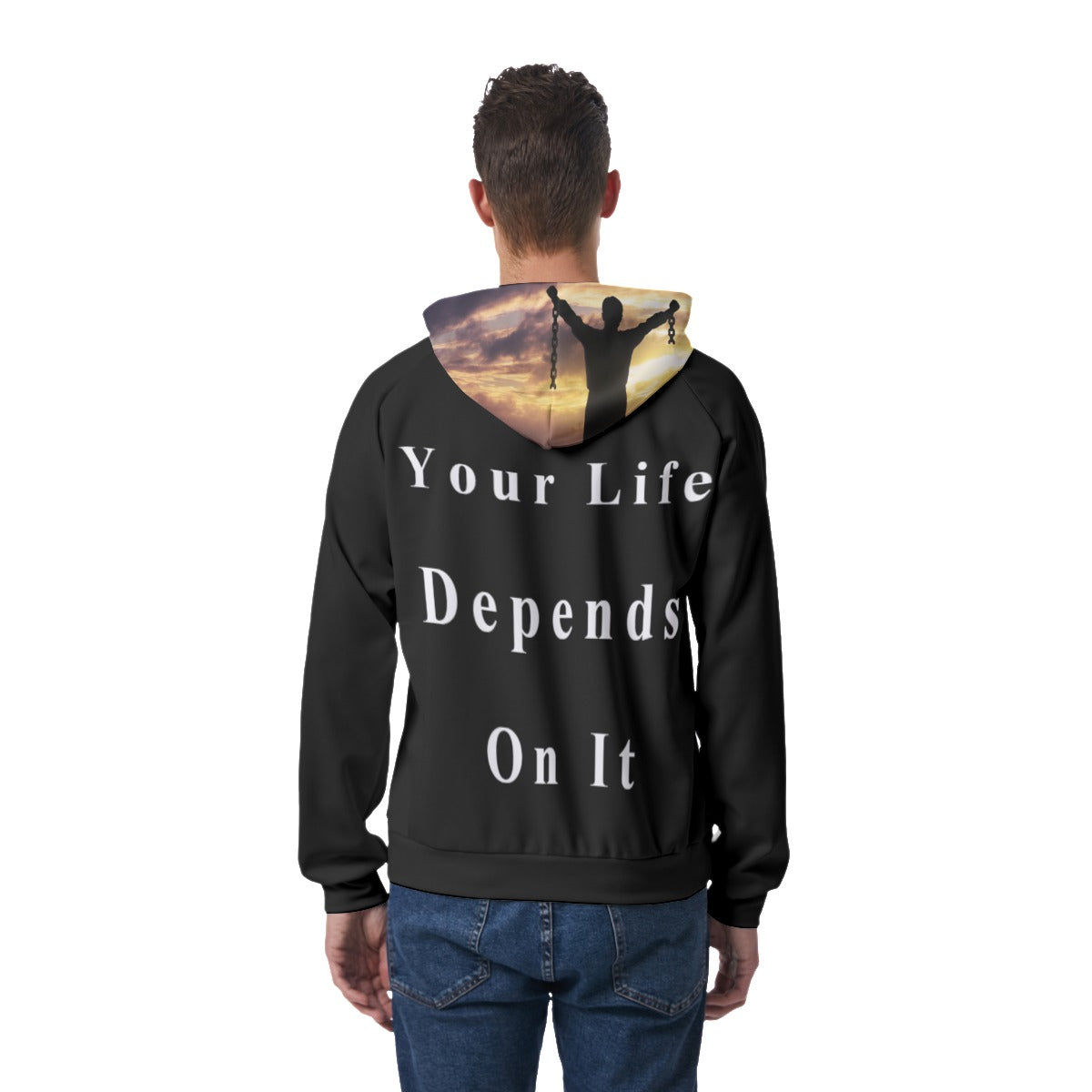 All-Over Print Men's Raglan Pullover Hoodie