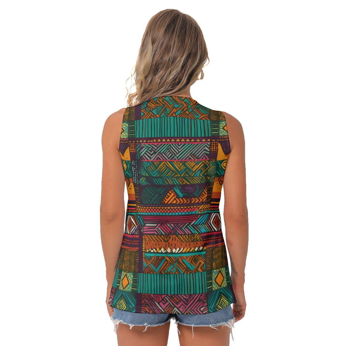 All-Over Print Women's Sleeveless V-Neck Top