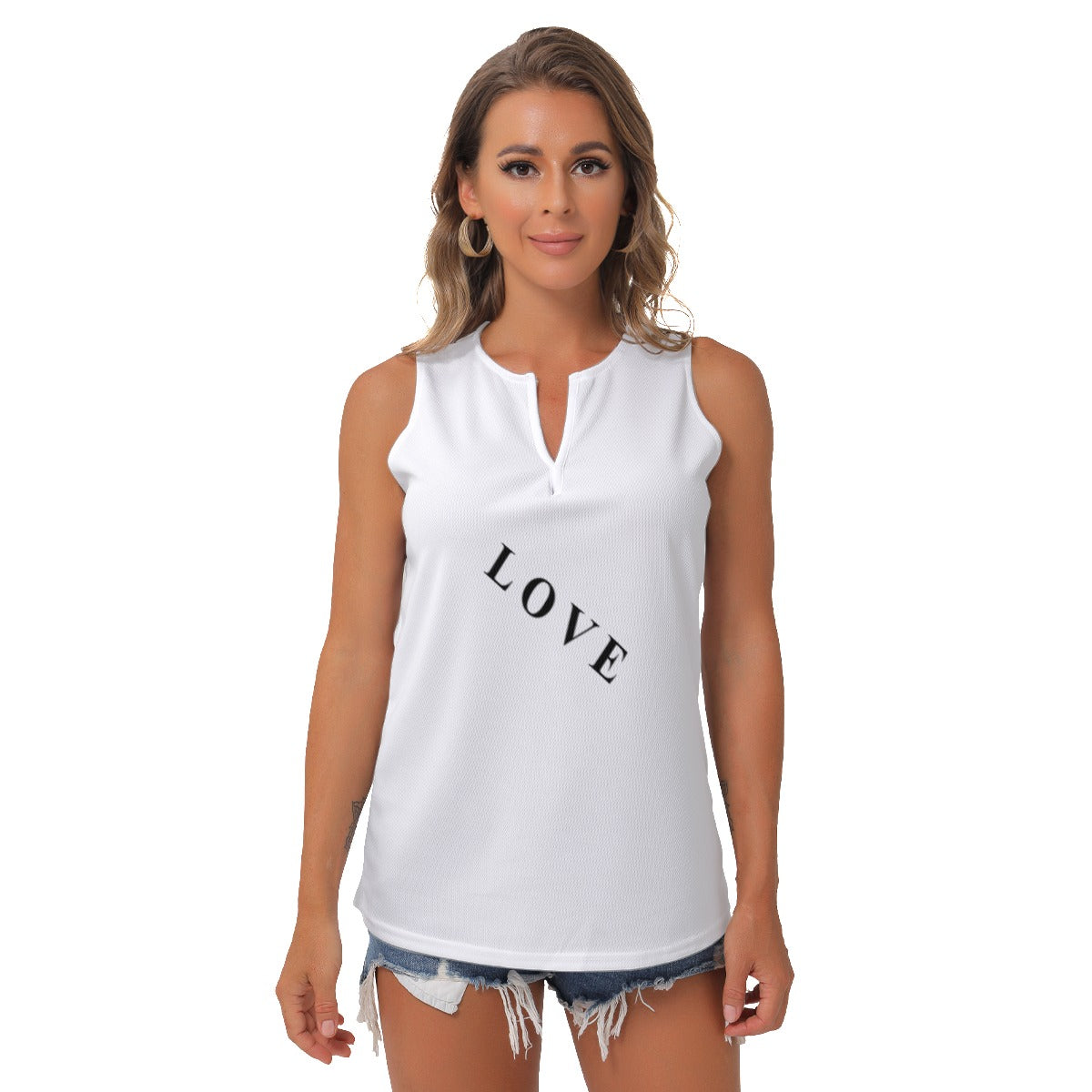 All-Over Print Women's Sleeveless V-Neck Top