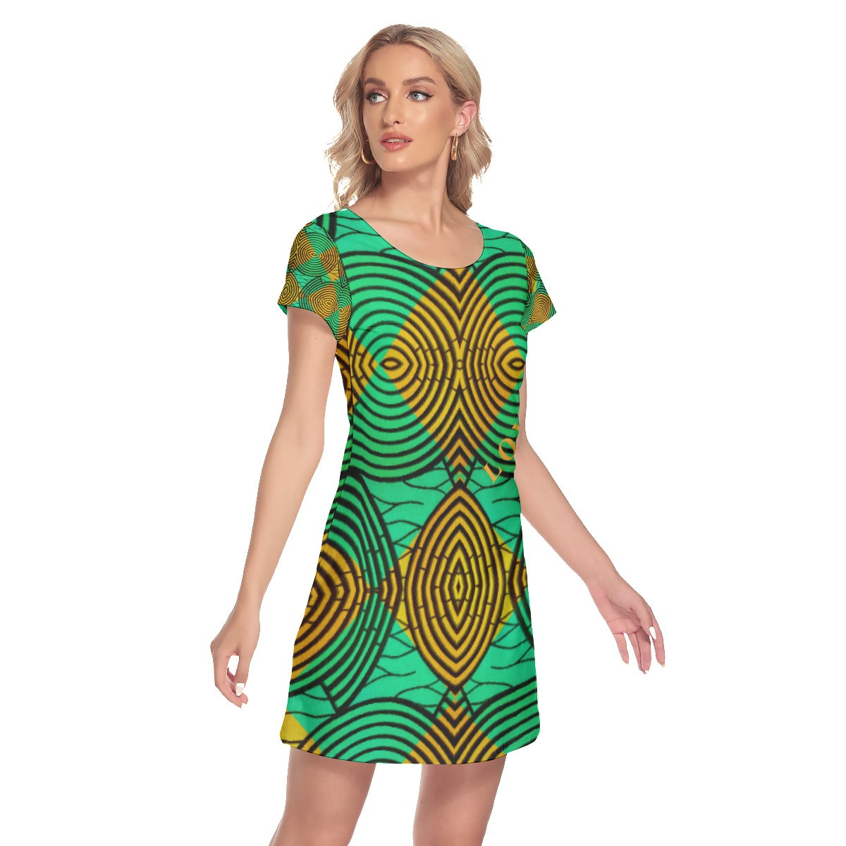 All-Over Print Women's Short Sleeve O-neck Dress