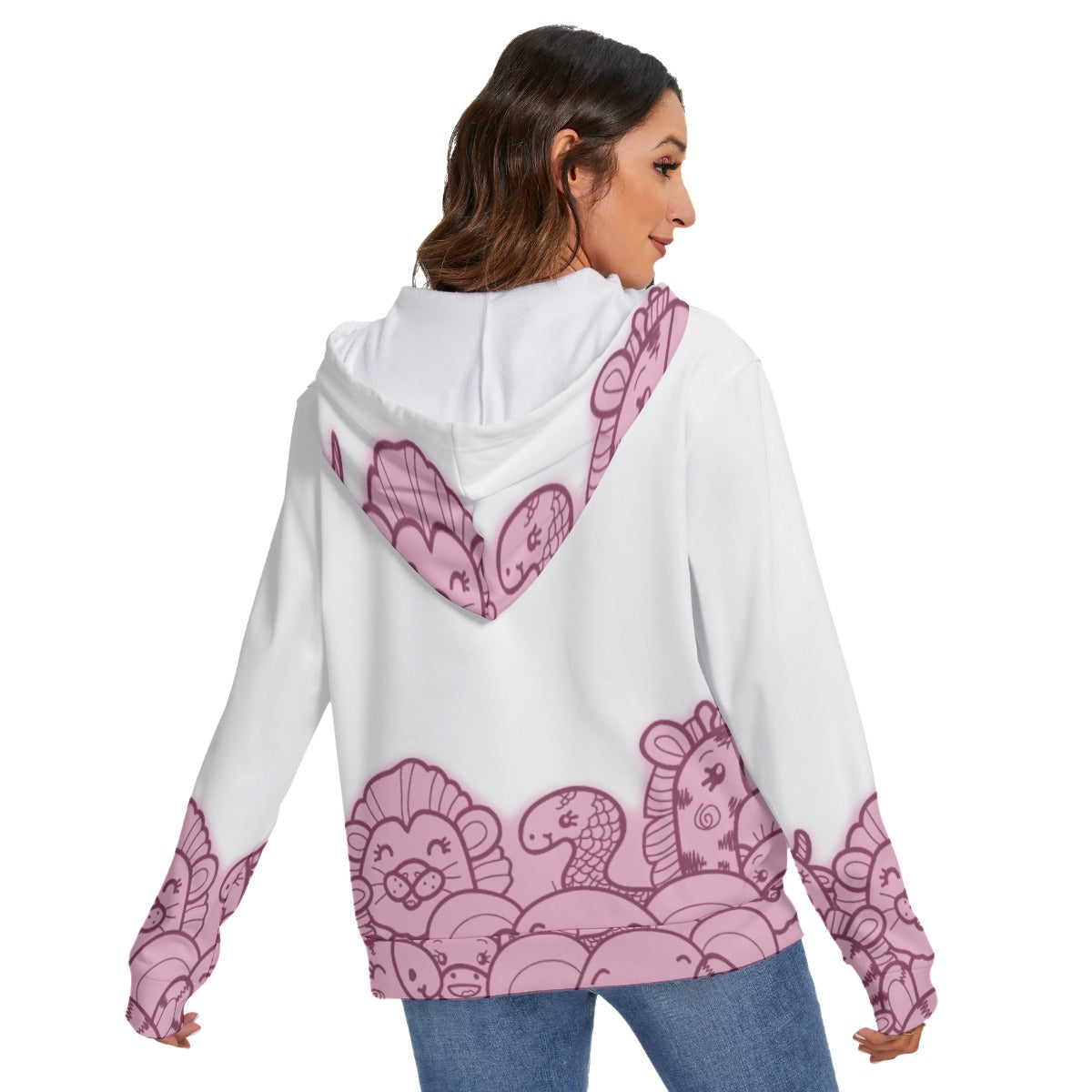 All-Over Print Women's Heavy Fleece Zip-on-the-Side Hoodie