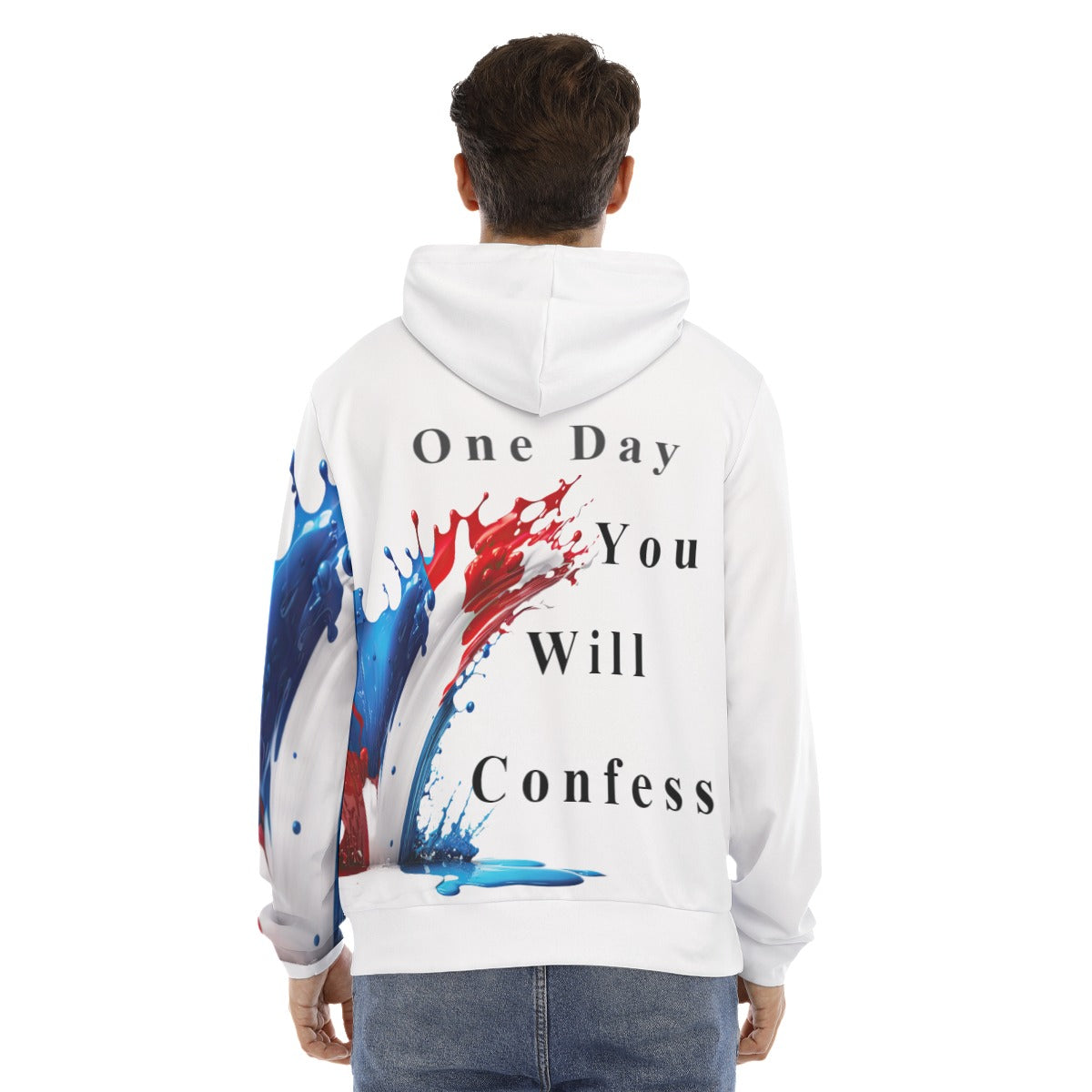 All-Over Print Men's Hoodie With Placket Double Zipper